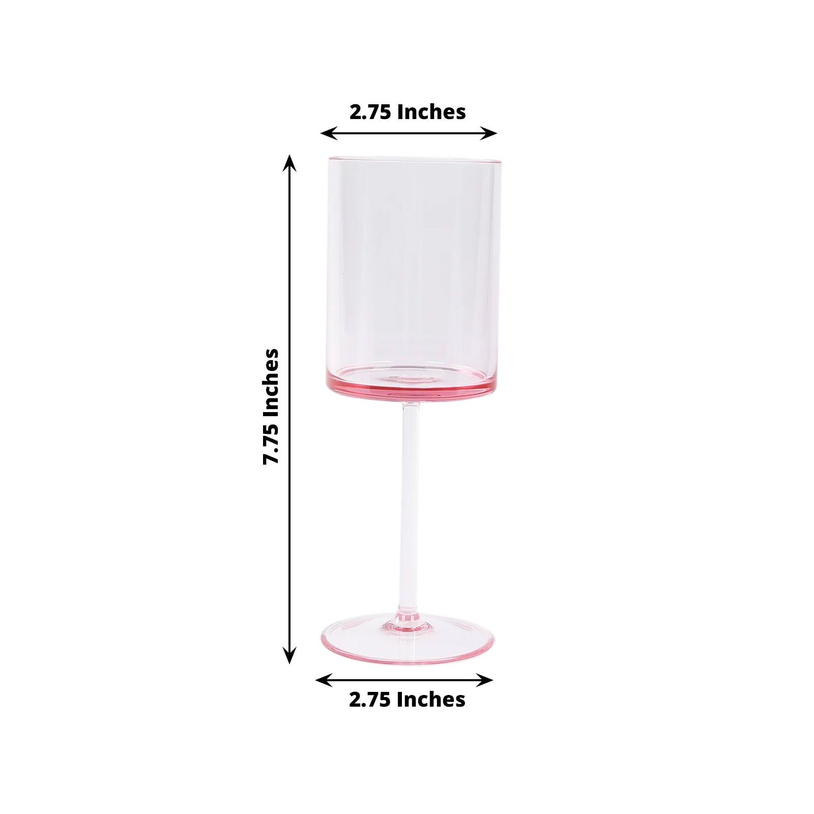 6-Pack Transparent Blush Plastic Cylindrical Wine Glasses 10oz, Long Stem - Image 2