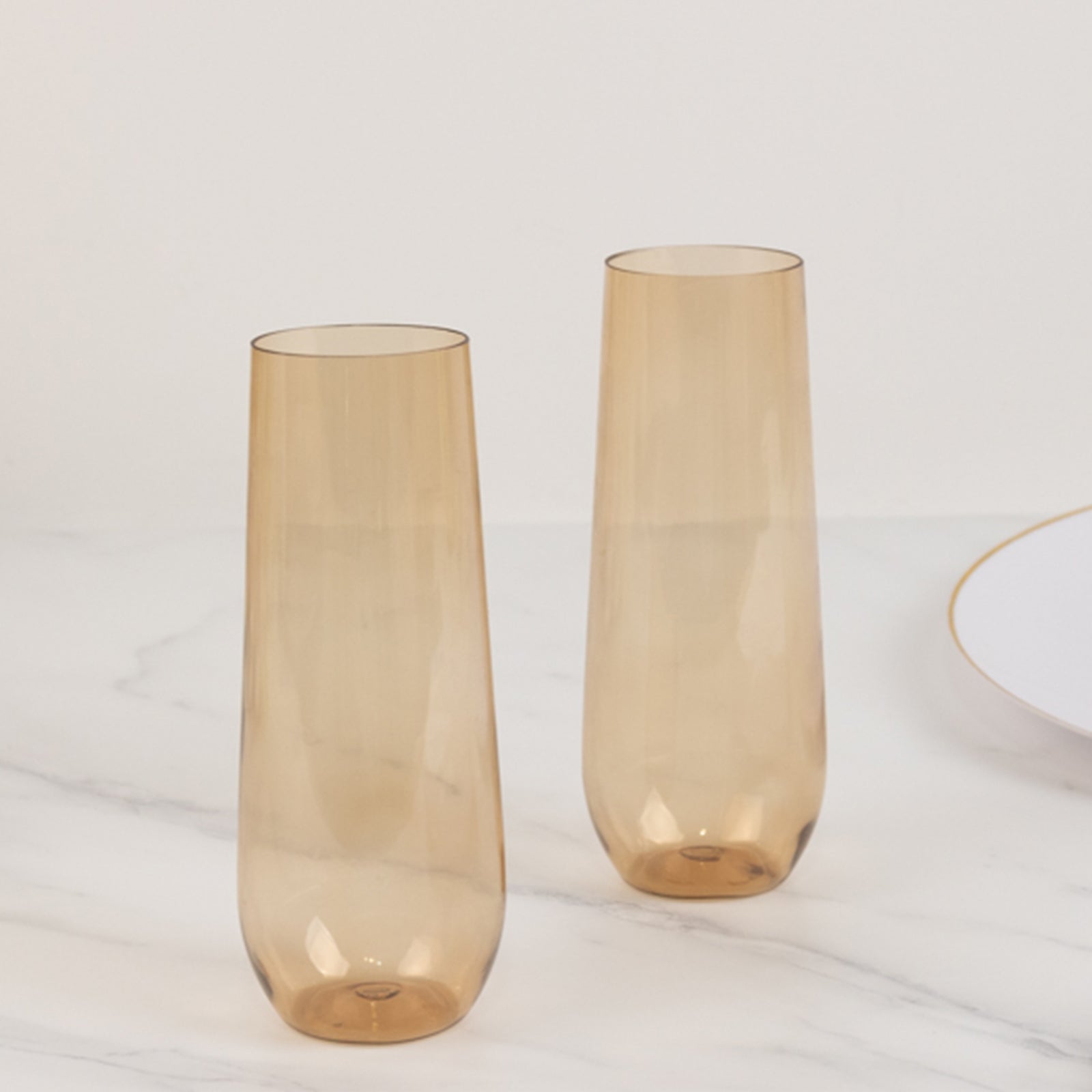 12 Pack Plastic Champagne Flutes in Amber Gold, Reusable Lightweight Champagne Glass 9oz - Image 2